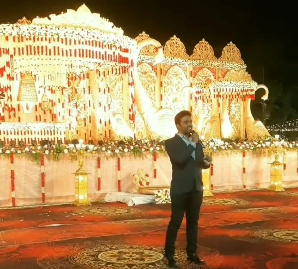 Pavan speaking at a wedding celebration